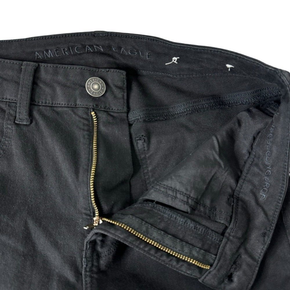 American Eagle Hi Rise Jegging Crop Distressed Black 10 - Picture 8 of 12